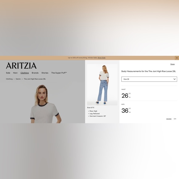 Aritzia DENIM FORUM The Joni High Rise Loose 29L in Picture This Bleu - Picture 8 of 8